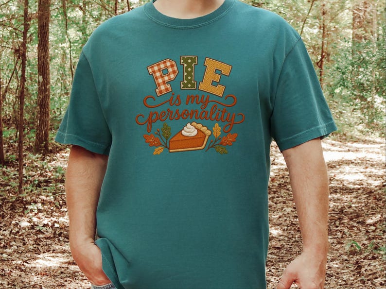 T-shirt voor taartliefhebbers, Thanksgiving-shirt, grappig cadeau voor foodies, herfstshirt, sweatshirt met de tekst "Taart is mijn persoonlijkheid". afbeelding 6