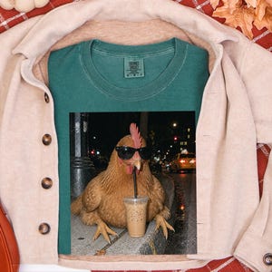 Funny Chicken Shirt, Iced Coffee Shirt, Chicken Lover Gift, Crazy Chicken Lady Tee, Backyard Farmer Gift image 4