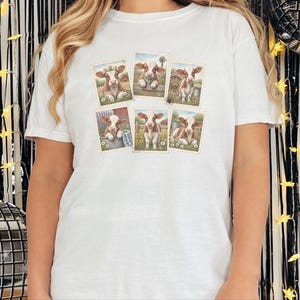 Camiseta vintage con estampado de vaca y sello postal, camiseta adorable de vaca bebé, regalo para amantes de los animales de granja, camiseta de estilo rústico campestre. imagen 4
