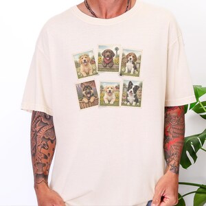 Country Dog Postage Stamp Shirt, Vintage Farm Dog Lover Gift, Cute Puppy Collage Tee, Rustic Animal Art Shirt image 4