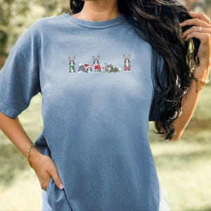Christmas Bunny Shirt, Christmas Bunny Gift, Holiday Rabbit Tee, Winter Animal Shirt, Christmas Pet Shirt, Comfort Colors Tee image 10