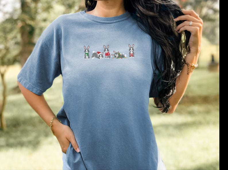 Christmas Bunny Shirt, Christmas Bunny Gift, Holiday Rabbit Tee, Winter Animal Shirt, Christmas Pet Shirt, Comfort Colors Tee image 10