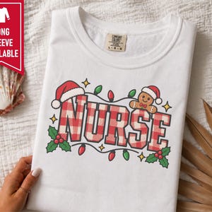 Nurse Christmas Tee, Gingerbread Christmas Shirt, Christmas Nurse Gift, Festive Nurse Sweatshirt, Holiday Medical Top image 7