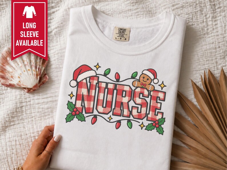Nurse Christmas Tee, Gingerbread Christmas Shirt, Christmas Nurse Gift, Festive Nurse Sweatshirt, Holiday Medical Top image 7