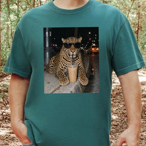 Leopardkaffe, kaffeälskare, rolig djurtröja, vildkatt bild 2