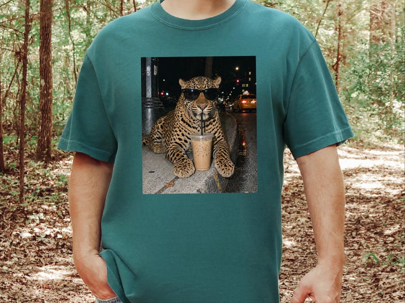 Leopardkaffe, kaffeälskare, rolig djurtröja, vildkatt bild 2