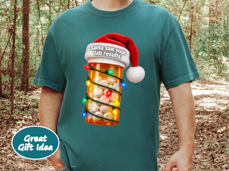 Pharmacy Technician Shirt, Funny Pharmacist Shirt, Pharmacy Tech Christmas Shirt, Santa Saw Your Lab Results image 5