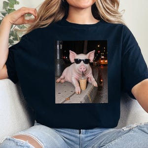 Pig Drinking Iced Coffee Shirt, Pig Lover Gift, Funny Animal Meme Tee, Coffee Lover Shirt, Pig Farmer Gift image 10