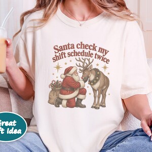 Night Shift Nurse Christmas Shirt, Vintage Santa Holiday Shirt, Night Shift Worker Gift, Christmas Nurse Tee, Retro Santa Claus Sweatshirt image 7