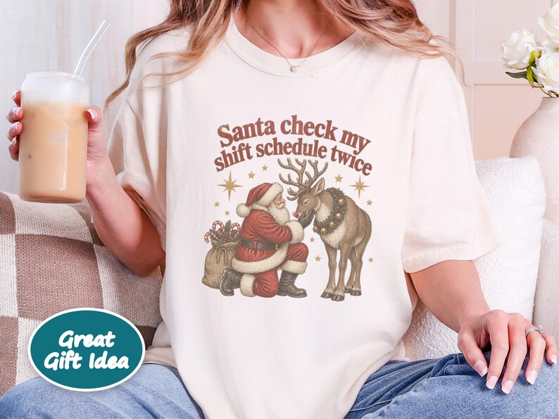 Night Shift Nurse Christmas Shirt, Vintage Santa Holiday Shirt, Night Shift Worker Gift, Christmas Nurse Tee, Retro Santa Claus Sweatshirt image 7