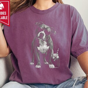 Funny Pitbull Shirt, Iced Coffee Dog Lover Gift, Pittie Mom Tee, Bully Breed Graphic Shirt, Vintage Dog Tee imagem 6