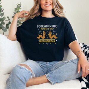 Bookworm Duo Shirt, Book Lovers Shirt, Reading Squad Tee, Book Club Gifts, Literary Nerd Gift, Funny Reading Buddy Apparel, Reading Shirts image 7