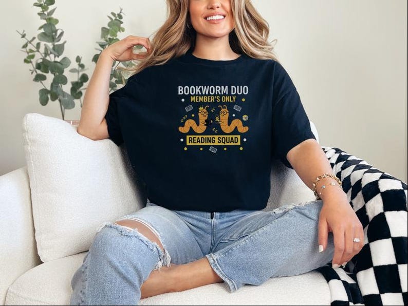 Bookworm Duo Shirt, Book Lovers Shirt, Reading Squad Tee, Book Club Gifts, Literary Nerd Gift, Funny Reading Buddy Apparel, Reading Shirts image 7