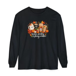Ghost Coffee Shirt, Fall Coffee Shirt, Halloween Coffee Tee, Cute Ghost Sweater, Warm Sweaters And Stormy Weather, Autumn Sweatshirt image 13