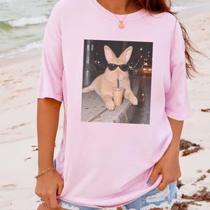 Funny Rabbit Shirt, Iced Coffee Lover Gift, Cool Bunny Mom Shirt, Funny Animal Gift, Rabbit Dad Gift image 5
