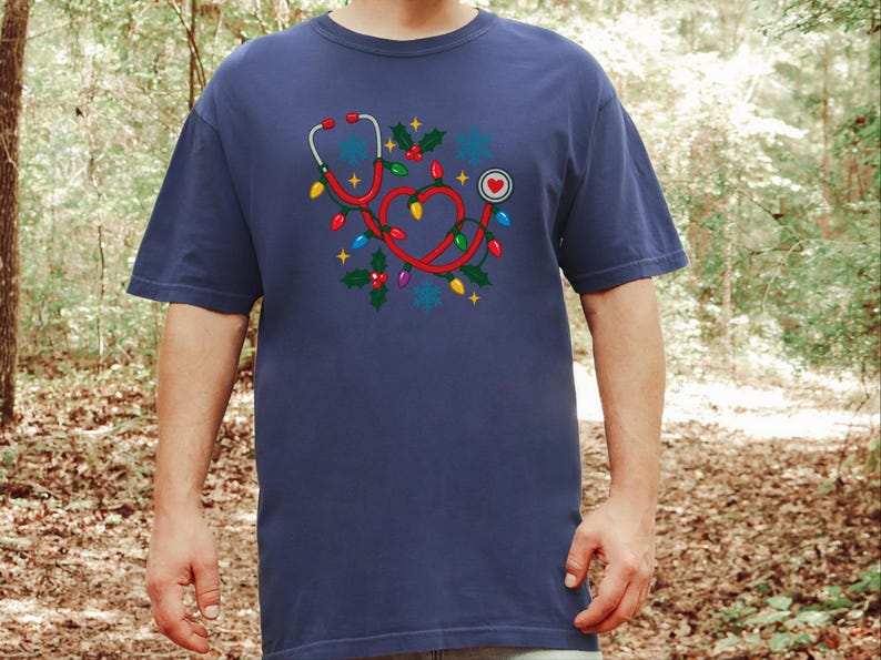 Nurse Christmas Sweatshirt, Holiday Nurse Shirt, Festive Medical Worker Crewneck, Christmas Lights Nurse image 1