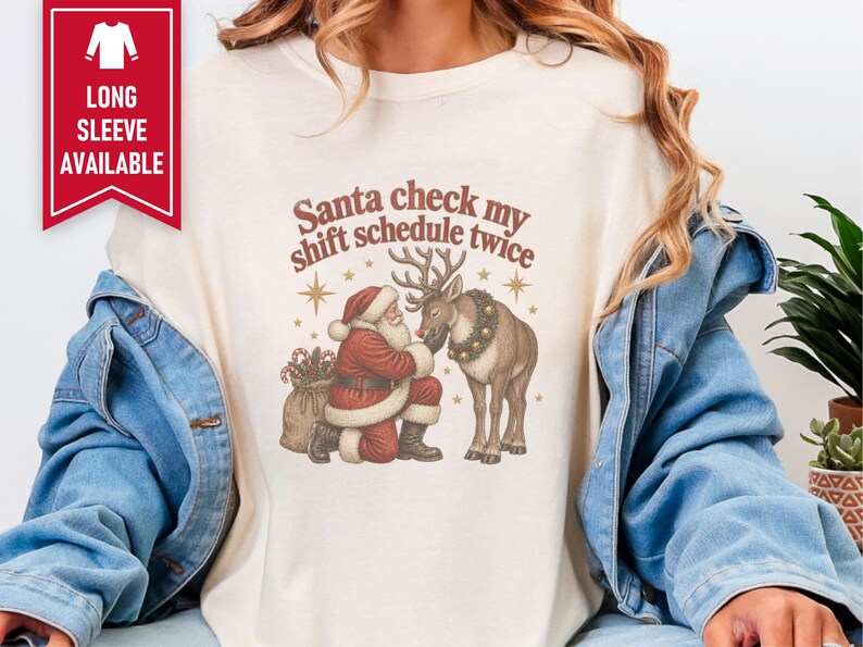 Night Shift Nurse Christmas Shirt, Vintage Santa Holiday Shirt, Night Shift Worker Gift, Christmas Nurse Tee, Retro Santa Claus Sweatshirt image 6