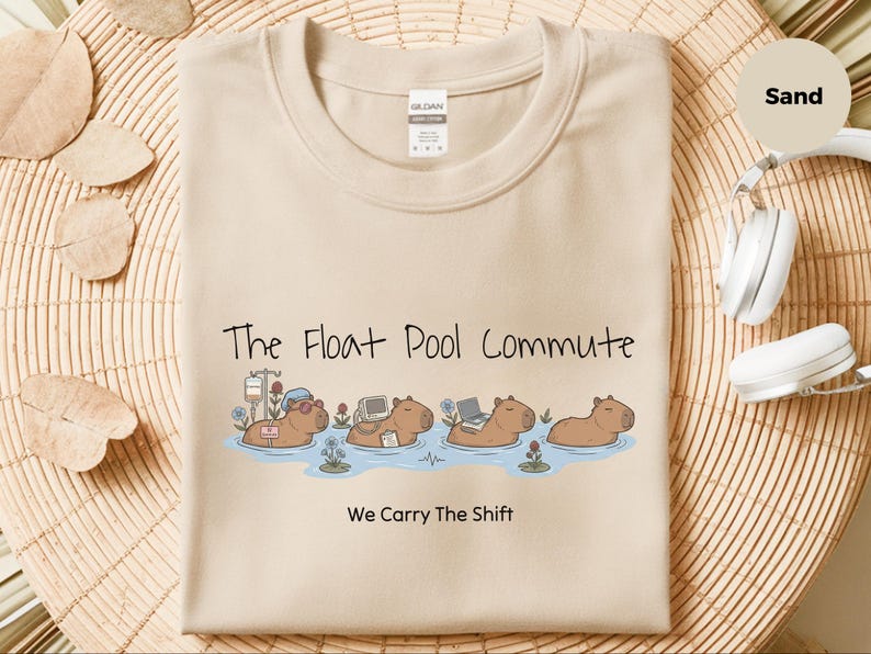 T-shirt voor verpleegkundigen in het drijfbad, grappig T-shirt voor verpleegkundigen met drijfbadthema, Capybara Comfort Colors, cadeau voor medisch personeel in de nachtdienst, Capybara-shirt afbeelding 12