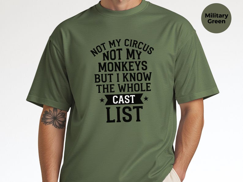 Camiseta sarcástica para adultos, camiseta "No es mi circo, no son mis monos", camiseta con estampado divertido, camiseta con mensaje ingenioso y humorístico, camiseta unisex cómica para adultos. imagen 3