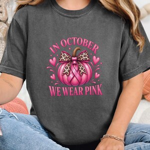 In oktober dragen we roze shirts, retro T-shirts ter ondersteuning van borstkanker, herfstcadeau met pompoenmotief, Warrior sweatshirt afbeelding 10