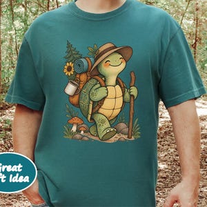 Turtle Lover Shirt, Hiking Gift Women, Camping Lover Gift, Outdoor Nature Tee, Wildlife Walking Shirt image 5