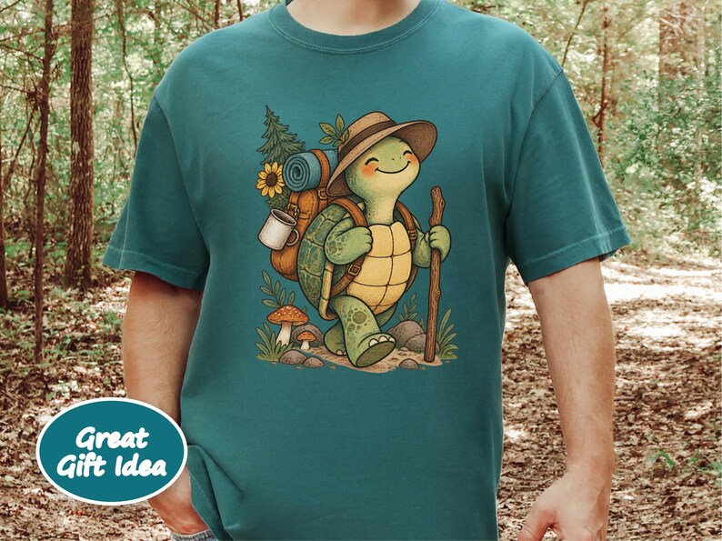 Turtle Lover Shirt, Hiking Gift Women, Camping Lover Gift, Outdoor Nature Tee, Wildlife Walking Shirt image 5
