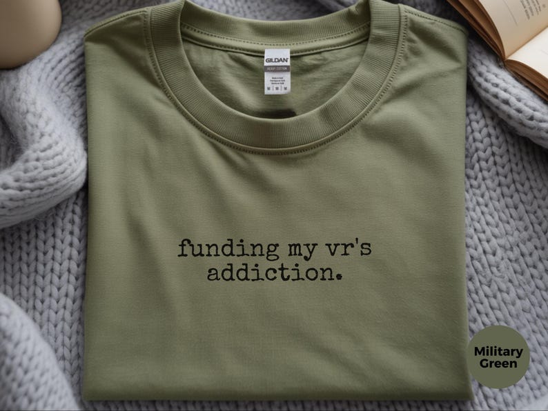 Apple Vision Pro Shirt, Funding My VR Addiction, Meta Quest 3 Virtual Reality Gaming, Funny Gamer Humor PC Console Geek Wear, Level Up Shirt image 1
