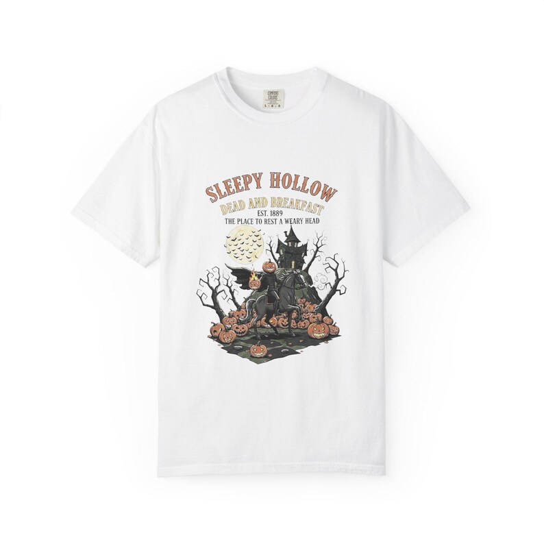 Comfort Colors Headless Horseman Shirt, Sleepy Hollow Dead And Breakfast Tee, Horror Movie Lover Gift, Gothic Haunted House Art image 15
