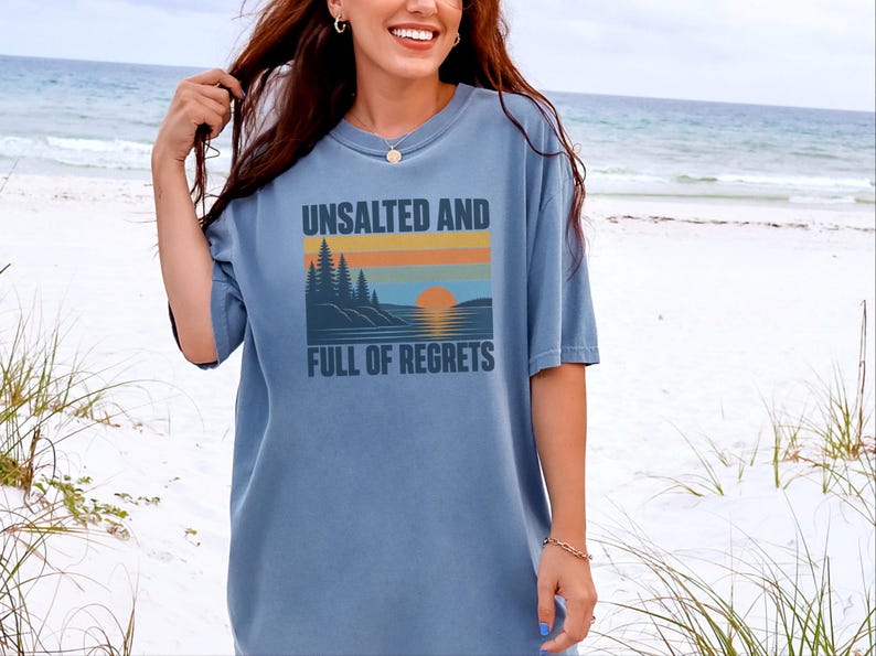 Vintage Lake Shirt, Great Lakes Gift, Funny Lake T Shirt, Unsalted And Full Of Regrets, Outdoor Nature Tee, Lake House Apparel Bild 5