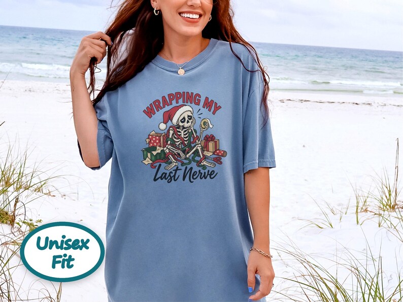 Overstimulated Shirt, Skeleton Christmas Shirt, Wrapping My Last Nerve, Sarcastic Christmas Sweatshirt, Funny Holiday Shirt image 7