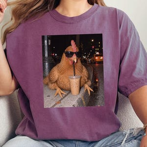 Funny Chicken Shirt, Iced Coffee Shirt, Chicken Lover Gift, Crazy Chicken Lady Tee, Backyard Farmer Gift image 3