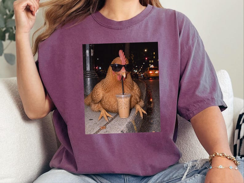 Funny Chicken Shirt, Iced Coffee Shirt, Chicken Lover Gift, Crazy Chicken Lady Tee, Backyard Farmer Gift image 3