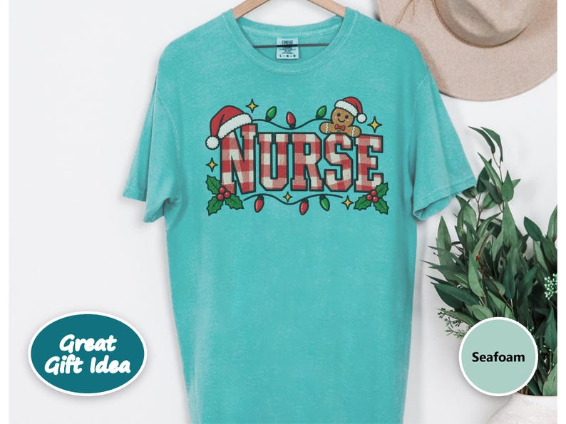 Nurse Christmas Tee, Gingerbread Christmas Shirt, Christmas Nurse Gift, Festive Nurse Sweatshirt, Holiday Medical Top image 6