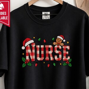 Nurse Christmas Tee, Gingerbread Christmas Shirt, Christmas Nurse Gift, Festive Nurse Sweatshirt, Holiday Medical Top image 5