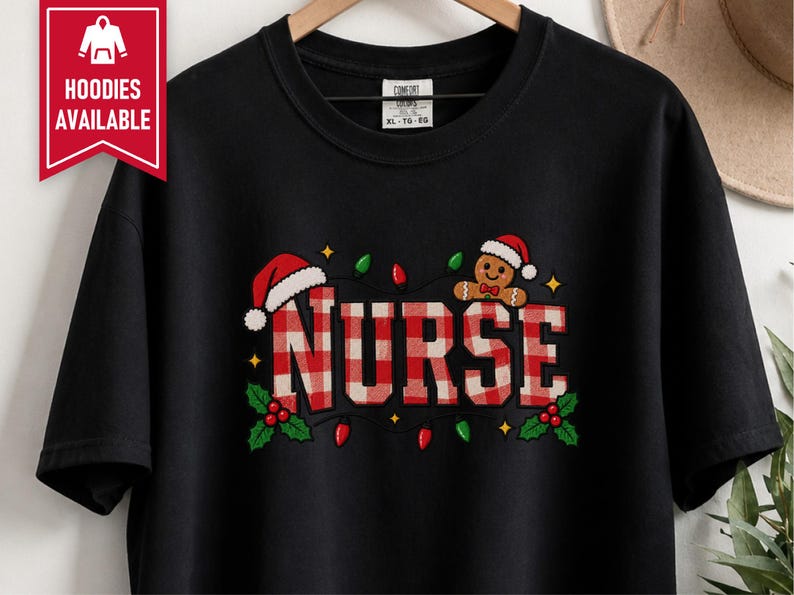 Nurse Christmas Tee, Gingerbread Christmas Shirt, Christmas Nurse Gift, Festive Nurse Sweatshirt, Holiday Medical Top image 5