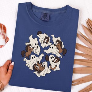 Horse Girl Shirt, Cute Ghost Halloween Gift, Spooky Pony Lover Tee, Equestrian Fall Sweatshirt, Horse Rider Costume image 3
