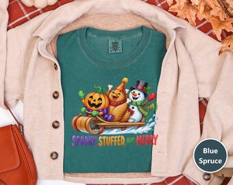 Hallothanksmas Shirt, Funny Holiday Mashup Sweatshirt, Spooky Stuffed And Merry Tee, Holiday Gift