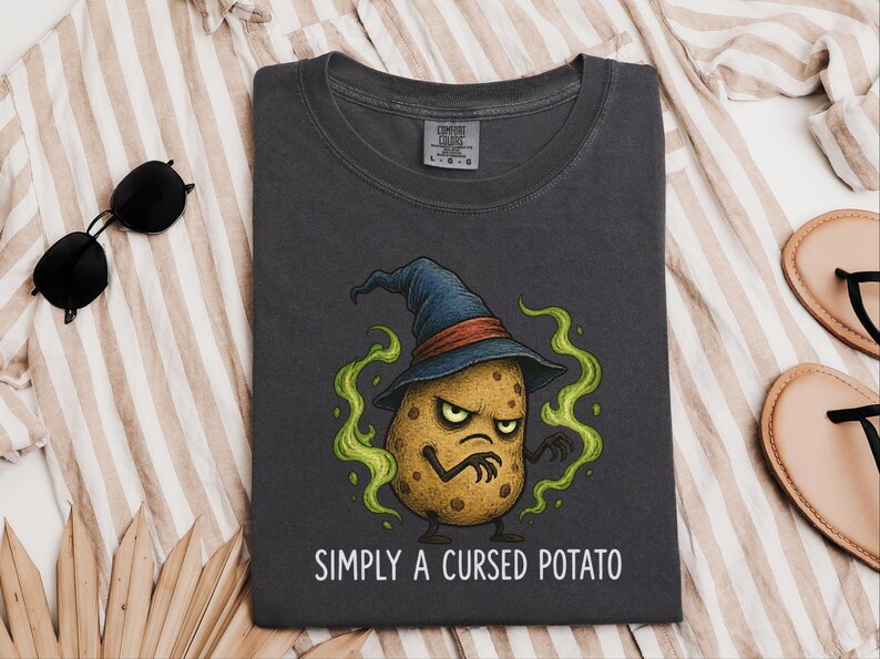 Aardappelshirt, grappig aardappelcadeau, tovenaars-T-shirt, weirdcore-shirt, magisch tovenaarsshirt, vervloekte aardappeltovenaar afbeelding 7