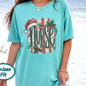 Christmas Nurse Shirt, Christmas Healthcare Shirt, Festive Nurse Tee, Nurse Christmas Gift, Santa Nurse Shirt image 5