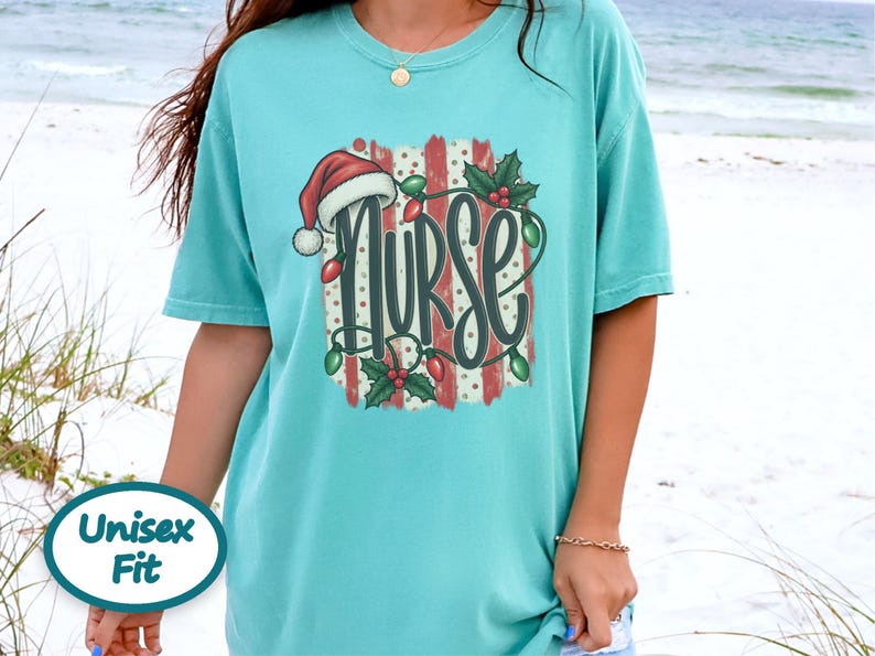Christmas Nurse Shirt, Christmas Healthcare Shirt, Festive Nurse Tee, Nurse Christmas Gift, Santa Nurse Shirt image 5