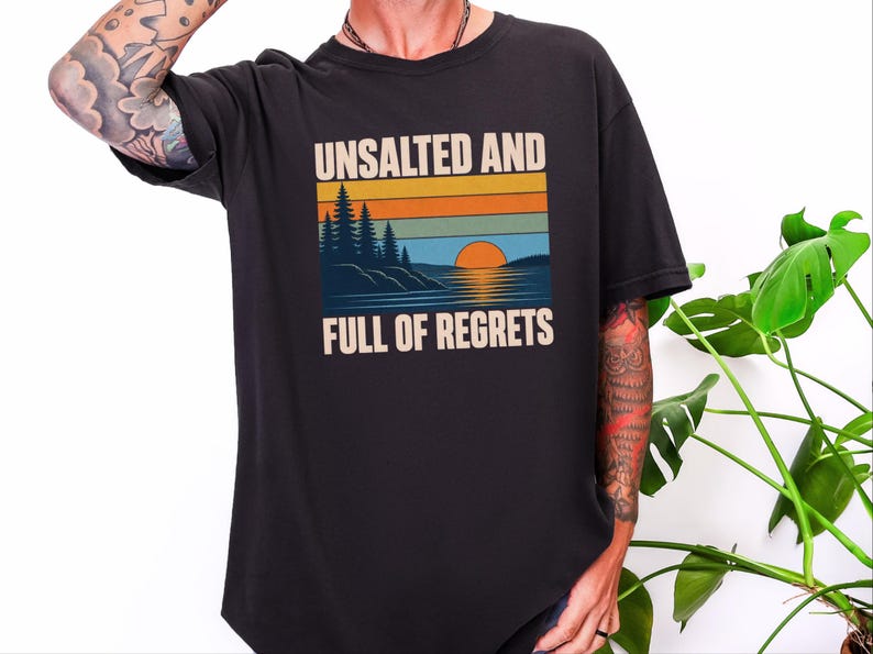 Vintage Lake Shirt, Great Lakes Gift, Funny Lake T Shirt, Unsalted And Full Of Regrets, Outdoor Nature Tee, Lake House Apparel Bild 8