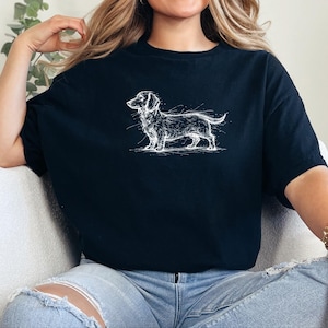 Camiseta con dibujo de perro salchicha / Camiseta de perro salchicha, regalo para amantes de los perros salchicha, ropa para perros salchicha imagen 8