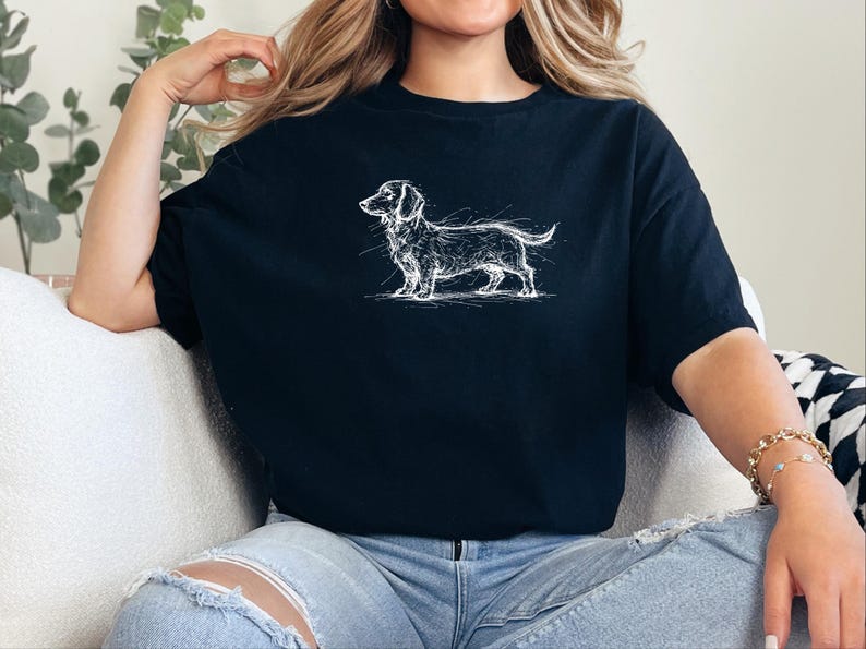 Camiseta con dibujo de perro salchicha / Camiseta de perro salchicha, regalo para amantes de los perros salchicha, ropa para perros salchicha imagen 8