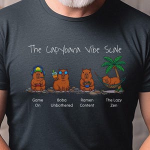Capybara Gaming Shirt, Vibe Scale Gamer Boba Ramen Relaxing Tee, Level Up Tee | Funny Boba Tea, Japanese Ramen Lover, Youth Birthday Gift image 6