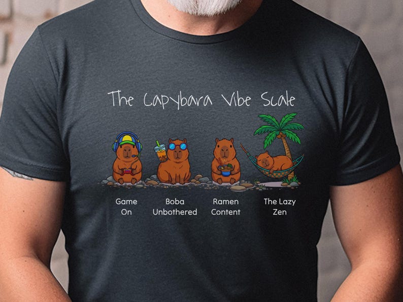 Capybara Gaming Shirt, Vibe Scale Gamer Boba Ramen Relaxing Tee, Level Up Tee | Funny Boba Tea, Japanese Ramen Lover, Youth Birthday Gift image 6