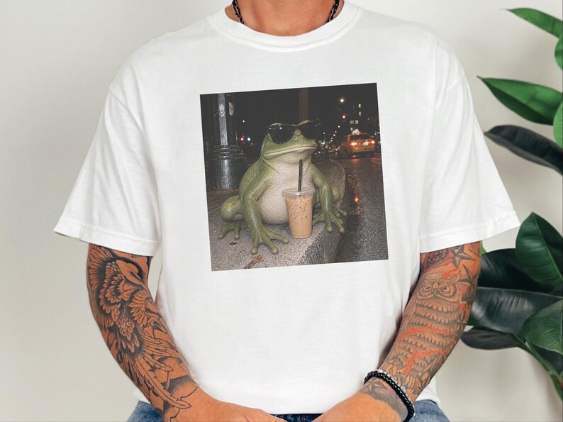 Weird Frog Shirt, Gift for Frog Lover, Sarcastic Coffee Lover, Funny Animal Meme image 6