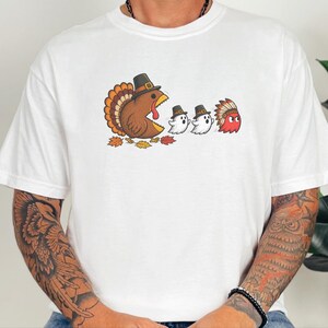 感謝祭の七面鳥シャツ、面白いゲーマーギフト、レトロビデオゲームTシャツ、感謝祭シャツ、七面鳥の日ギフト、レトロゲームファン 画像 10