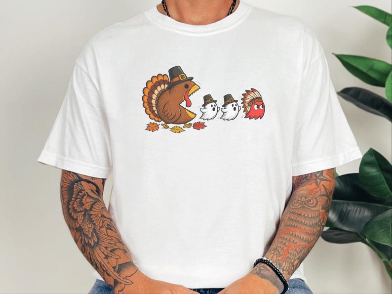感謝祭の七面鳥シャツ、面白いゲーマーギフト、レトロビデオゲームTシャツ、感謝祭シャツ、七面鳥の日ギフト、レトロゲームファン 画像 10