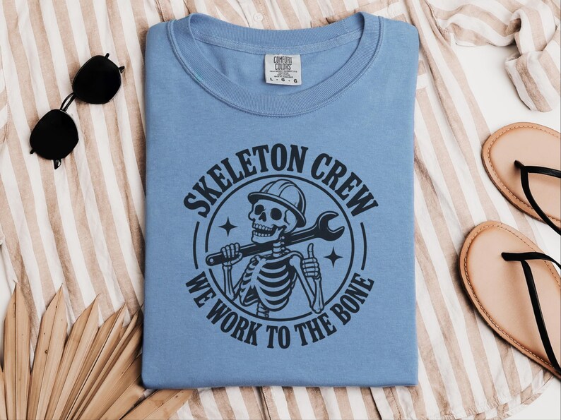 Construction Worker Shirt, Contractor Gift, Skeleton Crew Shirt, Blue Collar Tee, Heavy Equipment Tee, Halloween Worker Gift, Builder Shirt image 6