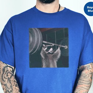 Gym Pumpcover Shirt, Raccoon Bodybuilding Humor Tee, Muscle Mommy Gift, Vintage Graphic Unisex Cotton Blend, Sarcastic Workout Apparel image 2